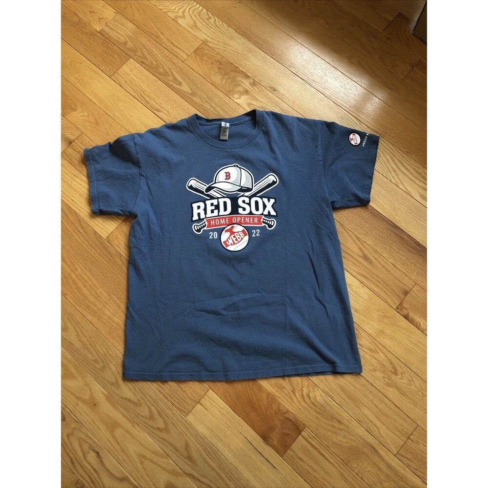Boston Red Sox MLB T Shirt Large Blue Home Opener 2022 Excellent Condition